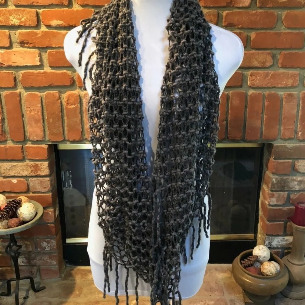 BoHo Hippie Gray Lightweight Fringe Scarf